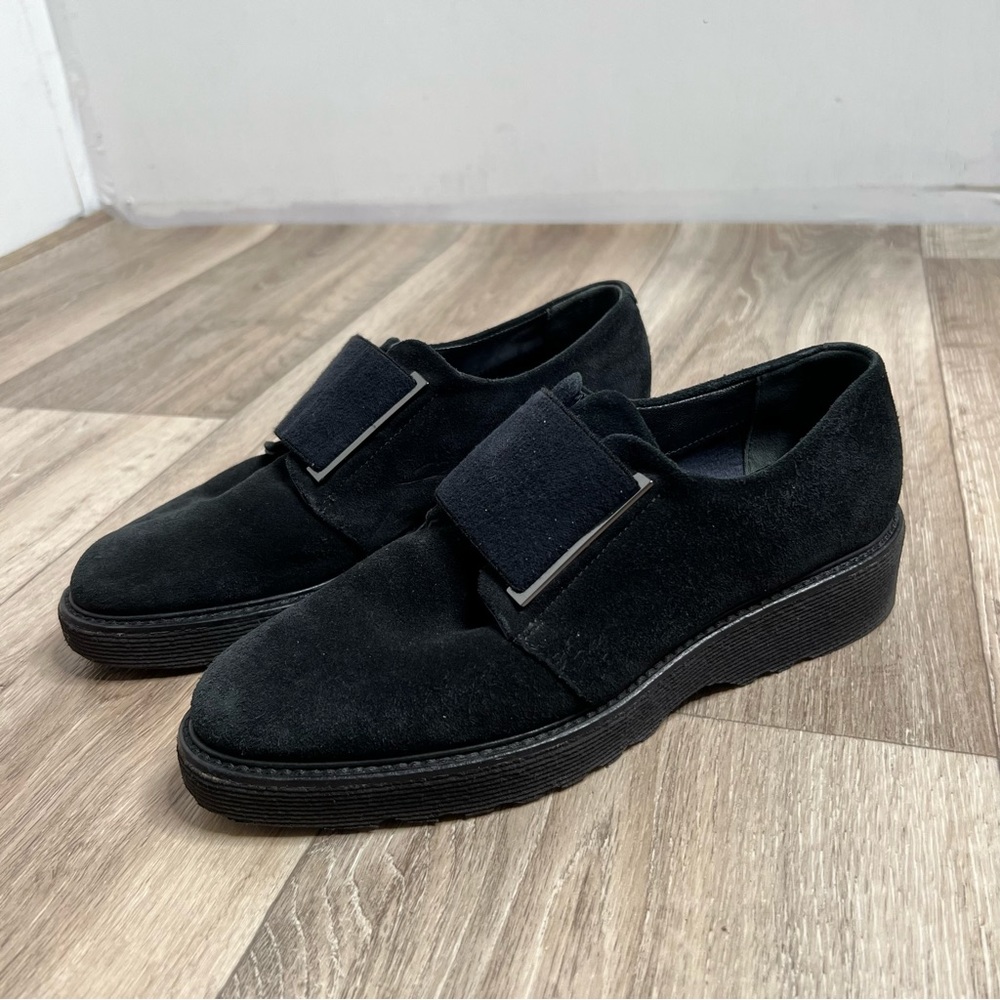 AQUATALIA Black Suede Platform Oxford Shoes Loafer Size 7 1/2